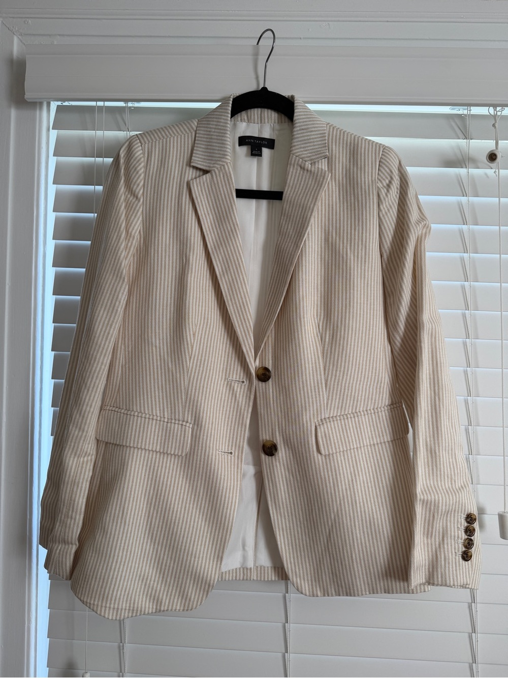 Ann Taylor Cream and Beige Pinstripe Blazer